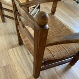 2 mulched armchairs in turned wood