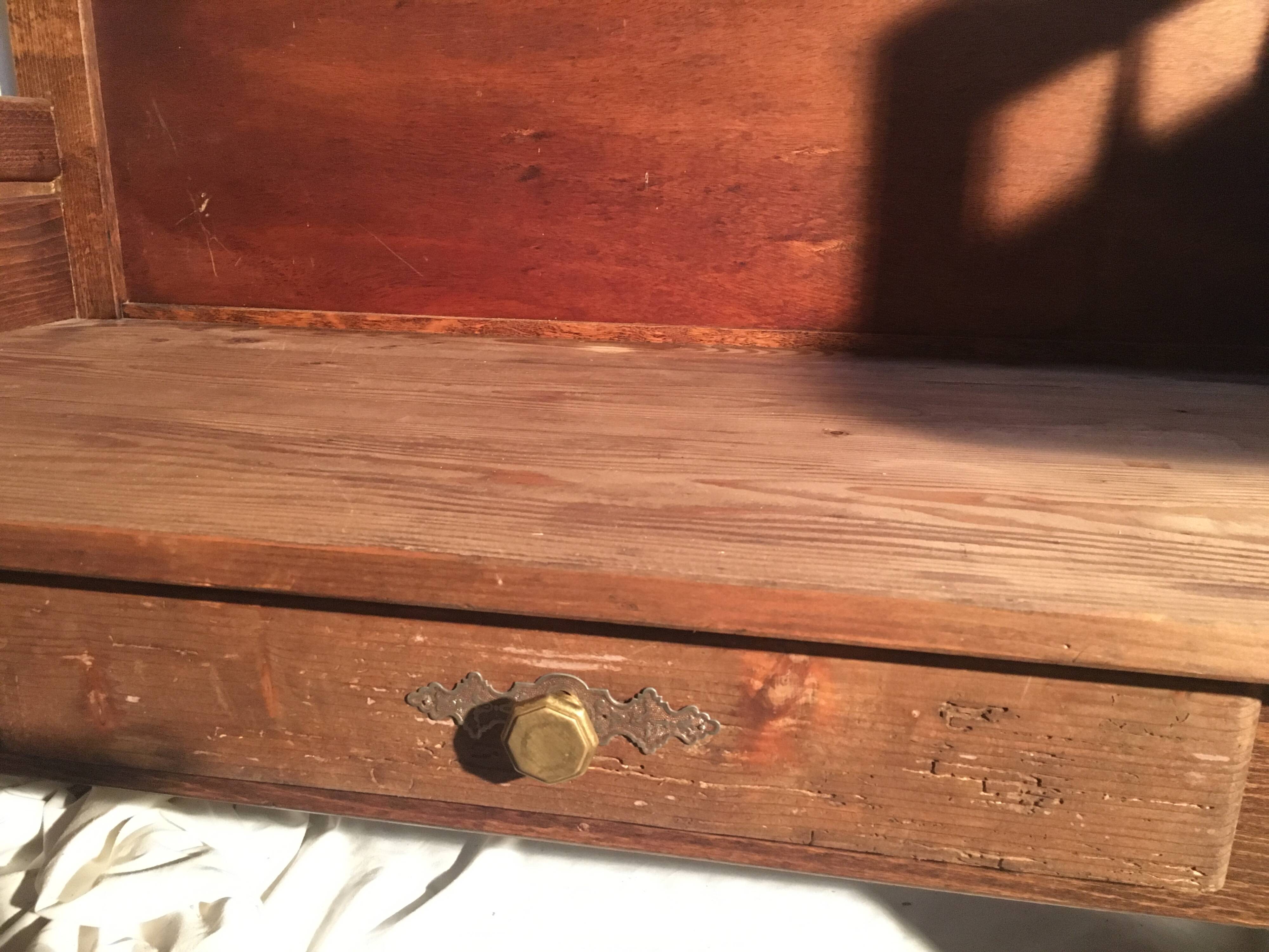 Beech baluster bench with drawer