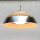 German pendant lamp in aluminium and glass from the Mid-Century space by Doria, 1960s.