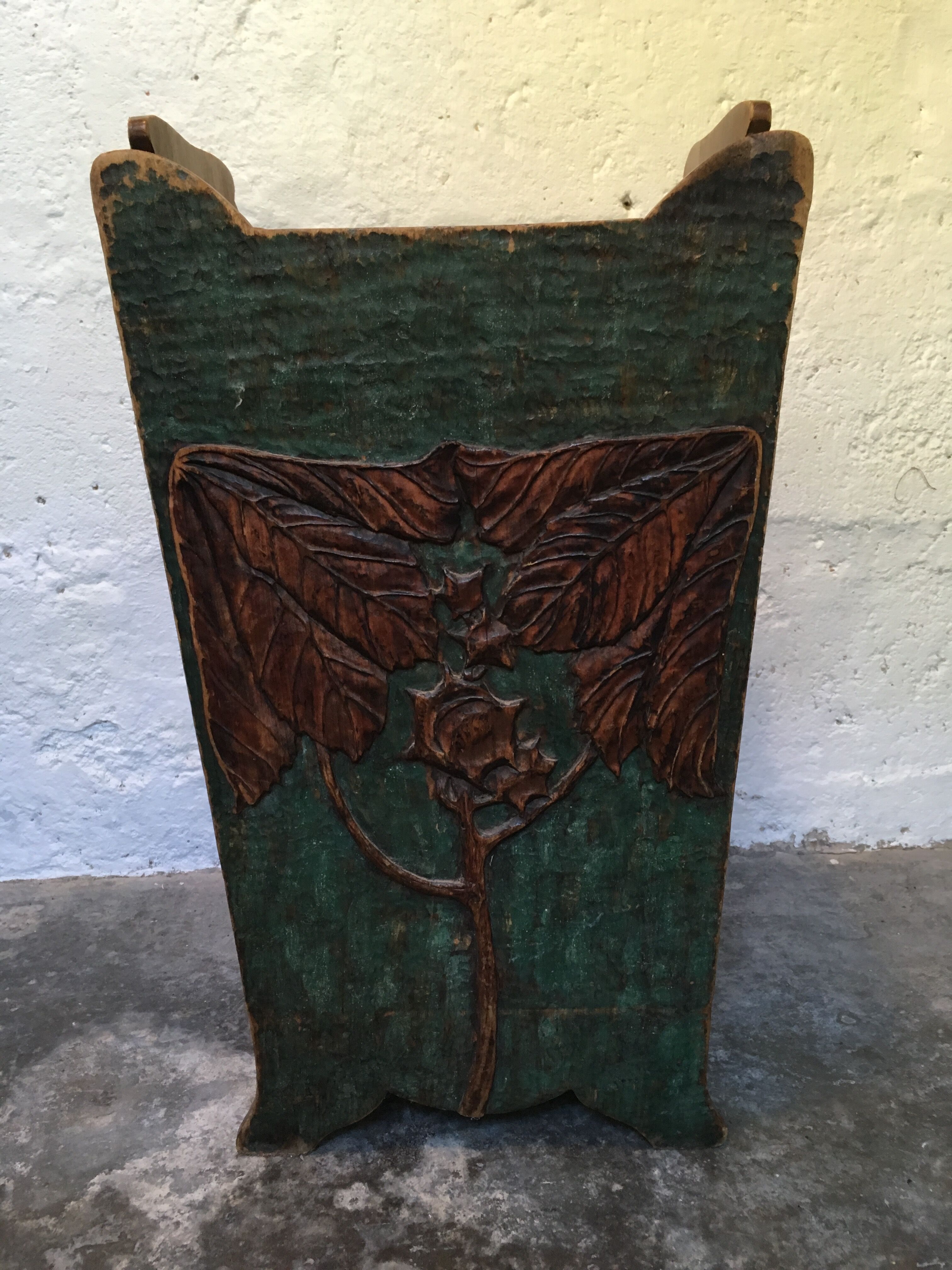 Old umbrella door art deco wooden plant motifs