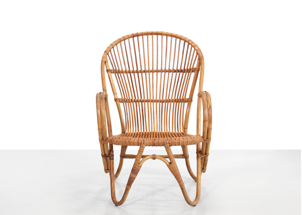 Chaise vintage en rotin par Rohe Noordwolde