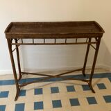Old console in bamboo and woven rattan