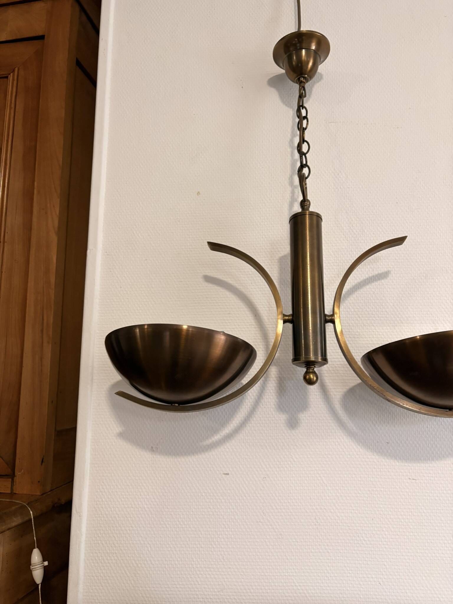 Vintage Space Age Italian Modernist Brass Gold Chandelier