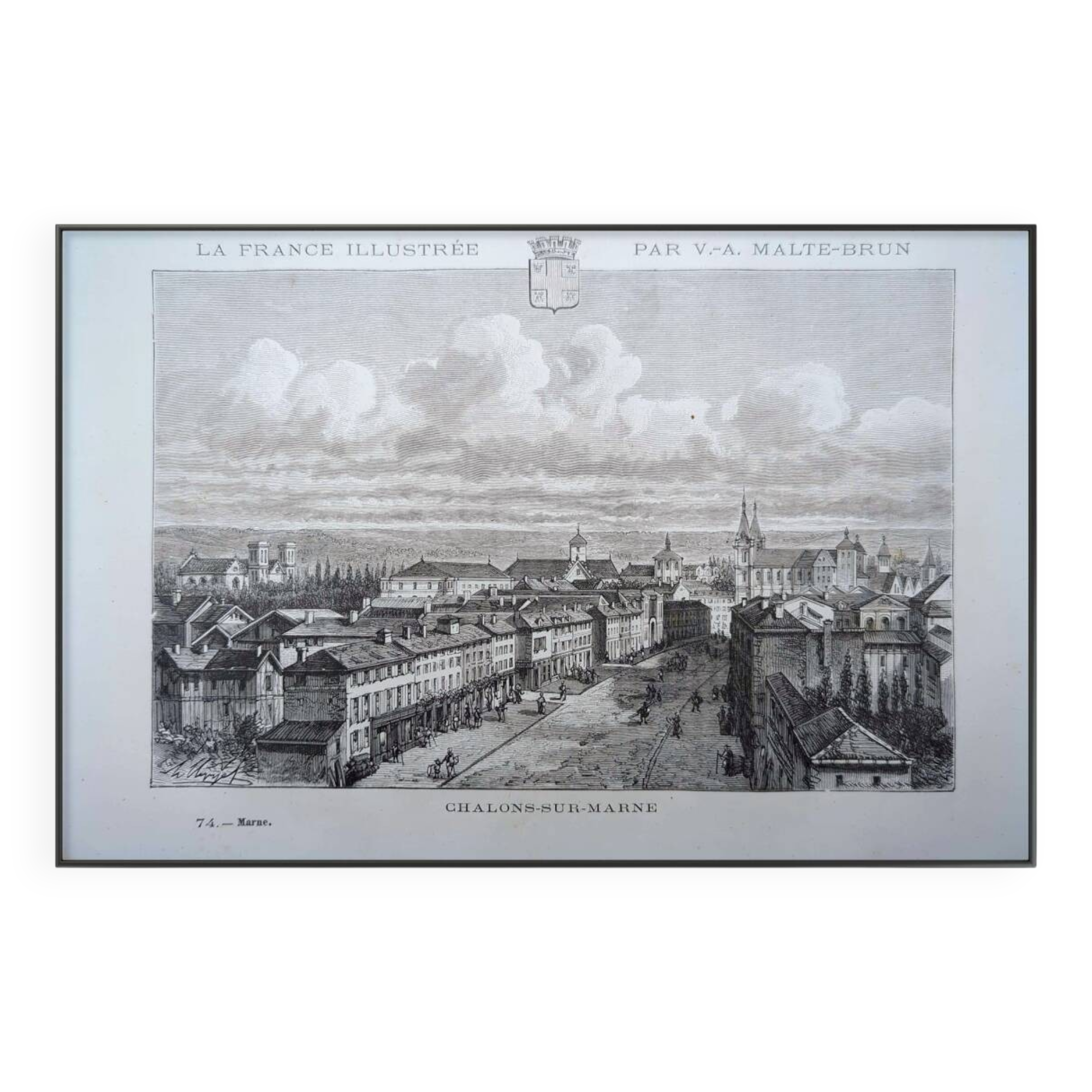 Châlons-en-Champagne, vintage engraving, printed in 1883.