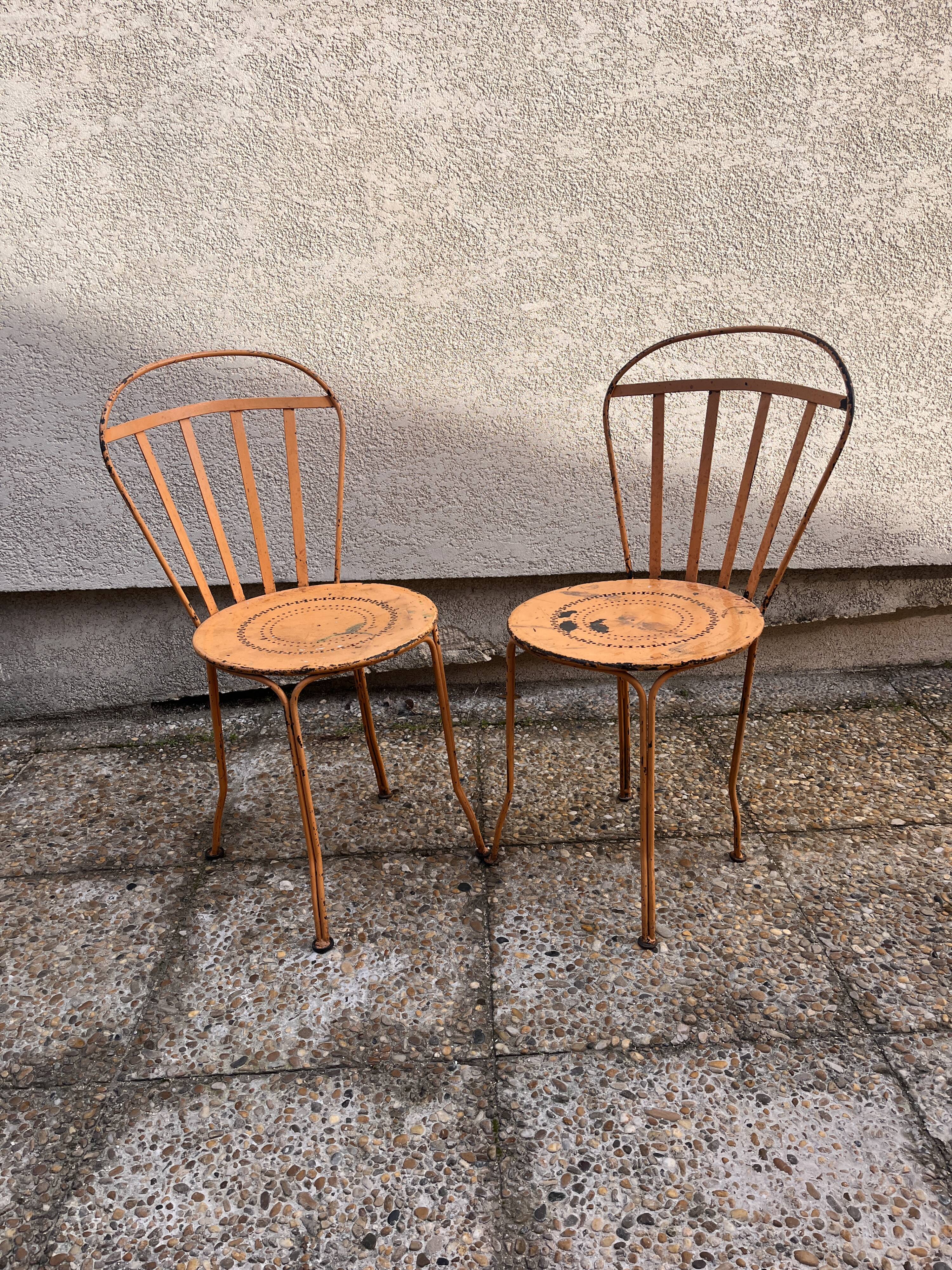 2 chaises montgolfière de jardin vintage