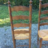 Vintage mulched chairs with high oak backrests with turned legs