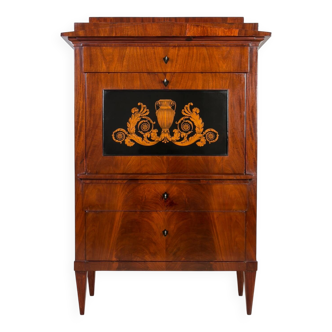 19th Century Mahogany Secretary Desk, French Polish