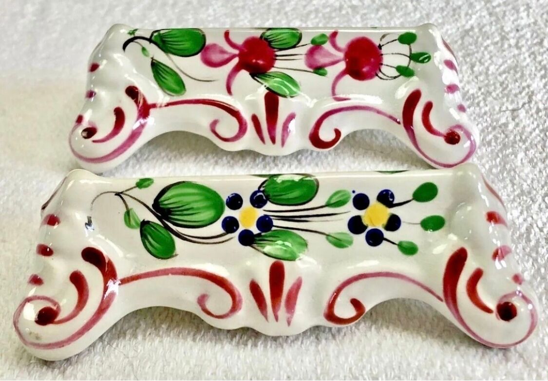 6 old Luneville earthenware knife holders