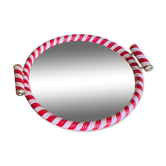 Plateau miroir rond scoubidou années 50/60