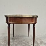 Louis XVI style mahogany bouillotte table in marquetry and bronze