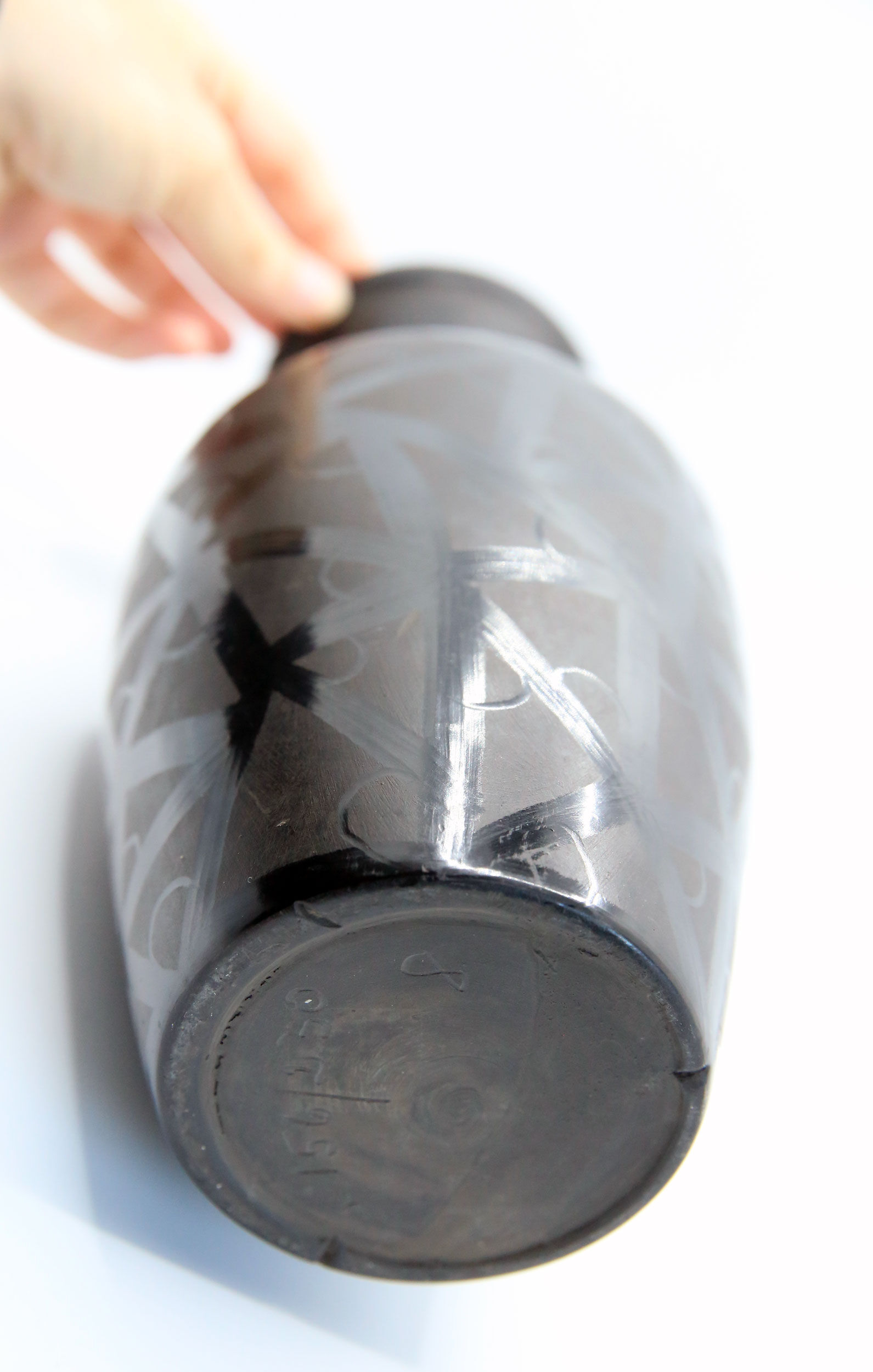 Vintage handmade vase from Romania in black ceramic