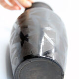 Vintage handmade vase from Romania in black ceramic