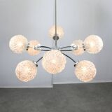 Mid-century Italian 8-Arm Chrome and Crystal Chandelier, 1960s