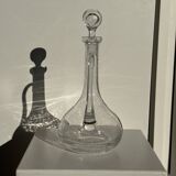 Large transparent glass carafe with a Biot stopper H32 D14.5