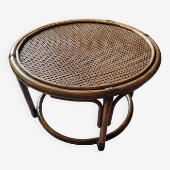 Table basse ronde en rotin et bambou