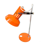 Orange lacquered metal and chrome desk lamp, circa 1970