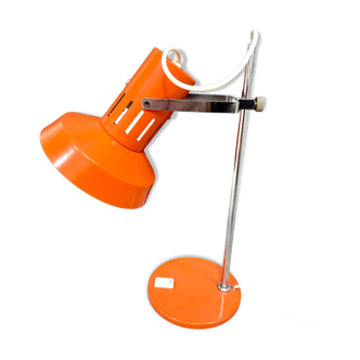 Lampe de bureau métal laqué orange et chrome, vers 1970