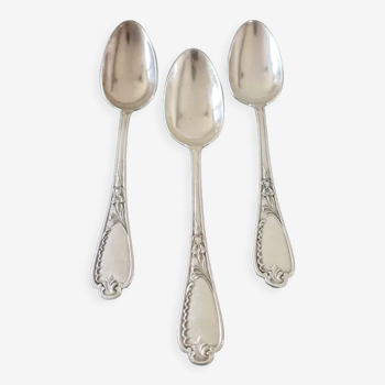 Master Goldsmith : A. Noublanche - Series of 3 dessert spoons - Silver metal - IRIS model
