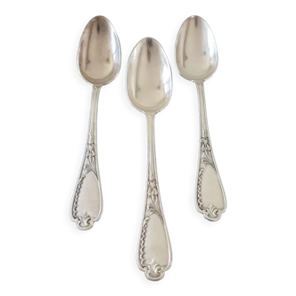 Master Goldsmith : A. Noublanche - Series of 3 dessert spoons - Silver metal - IRIS model