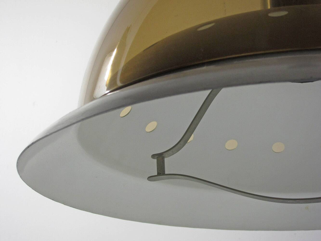 Large seventies aluminium transparent vintage pendant