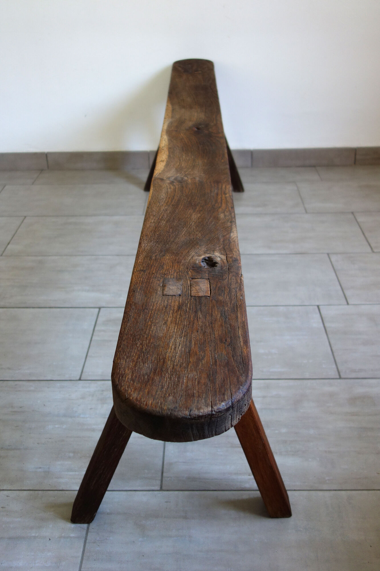 Primitive oak bench late 19th century