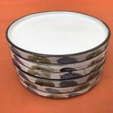 6 stackable dessert plates, Niderviller earthenware, "Prunes" collection