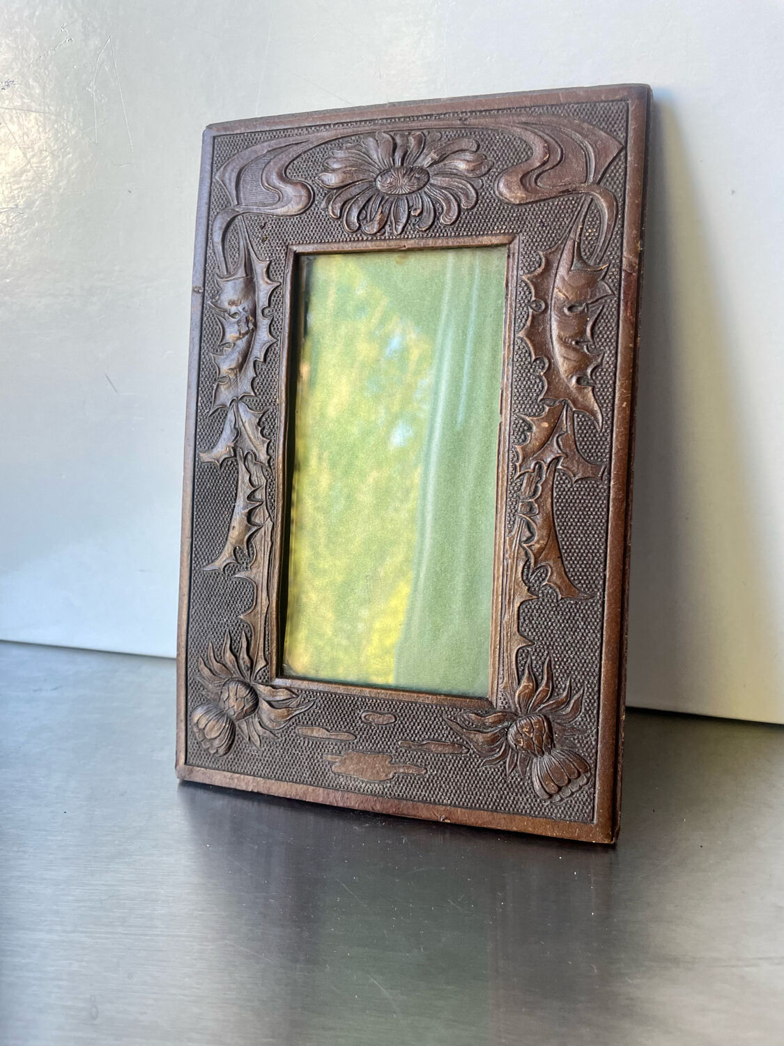 Art nouveau frame carved wood