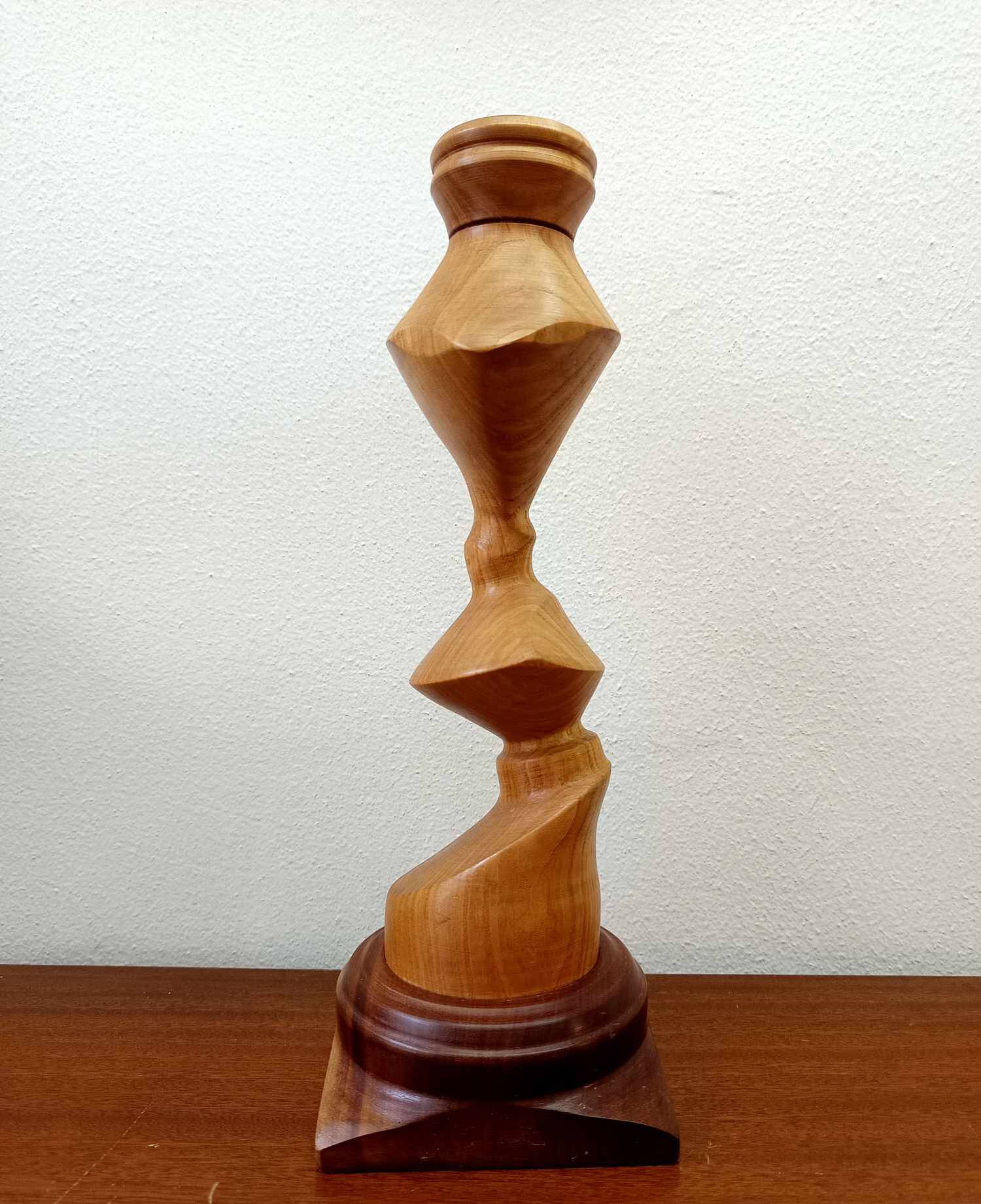 Scandinavian wooden totem candle holder