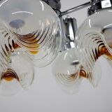 Murano Glass & Chrome Chandelier, Italy, 1970s
