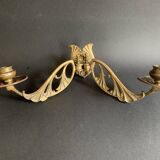 Paire de chandeliers de piano en bronze signés Gaveau, d'époque Art Nouveau