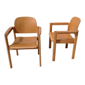 Pair of oak armchairs