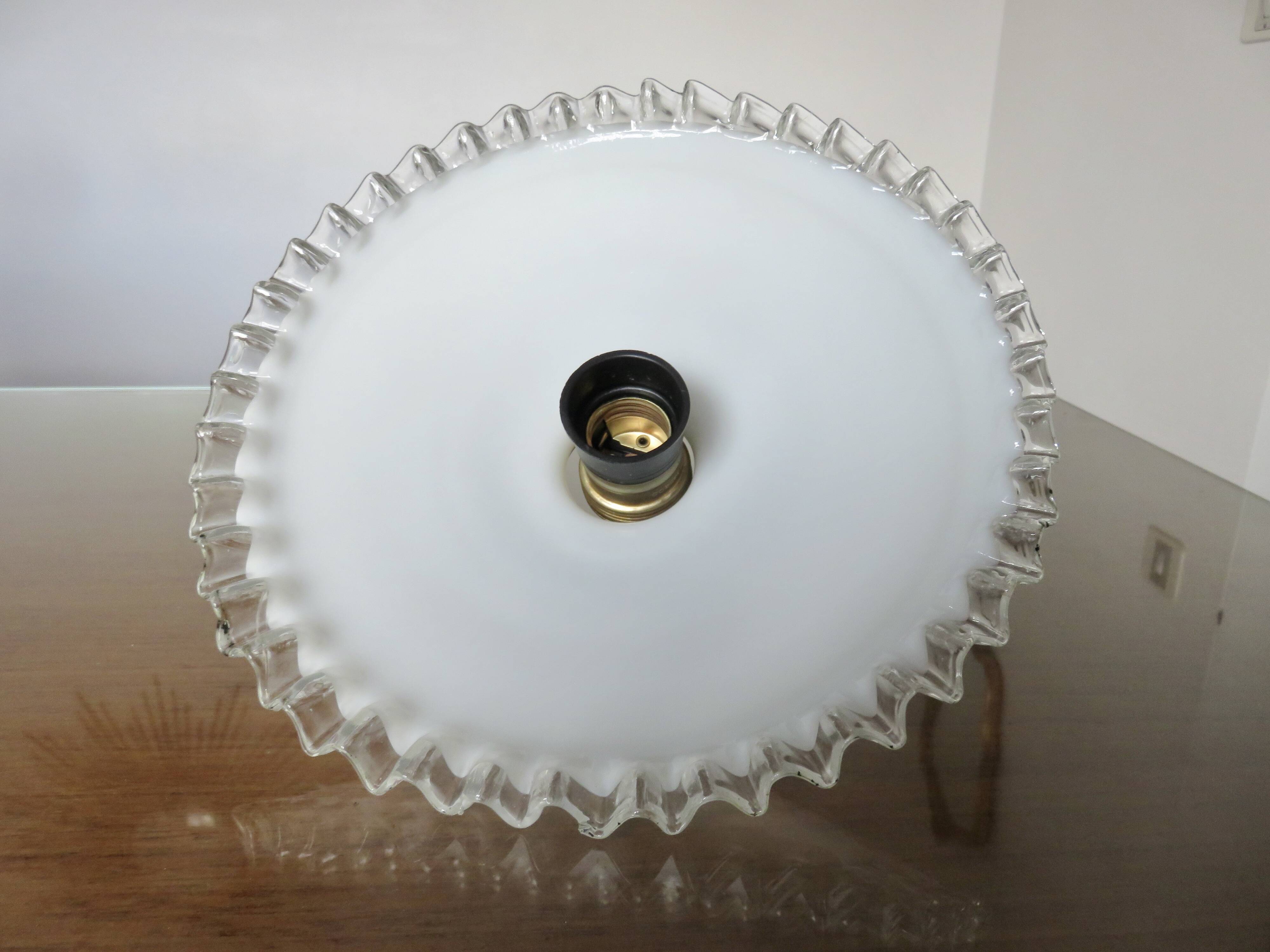 Art Deco pendant light in serrated glass, 1930s