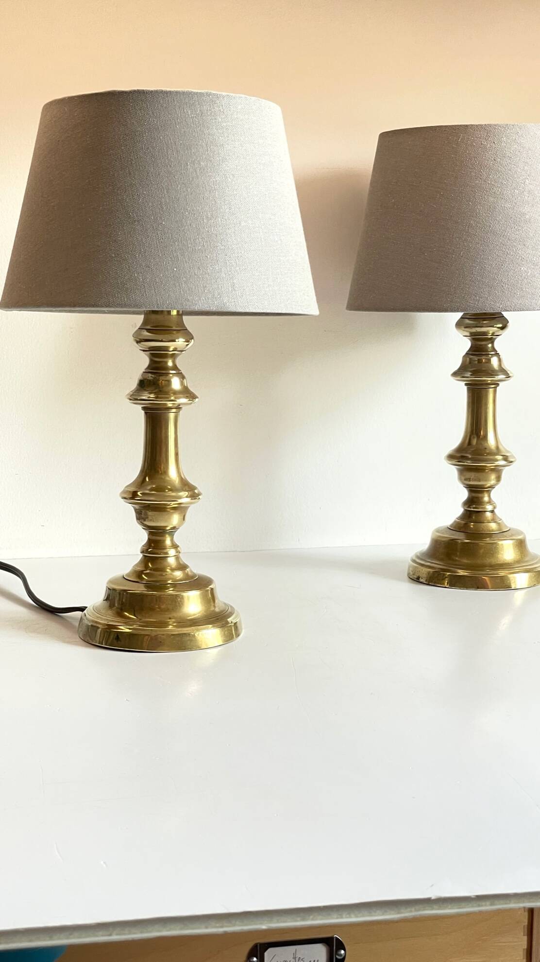 Lamp chic old solid brass candle holder