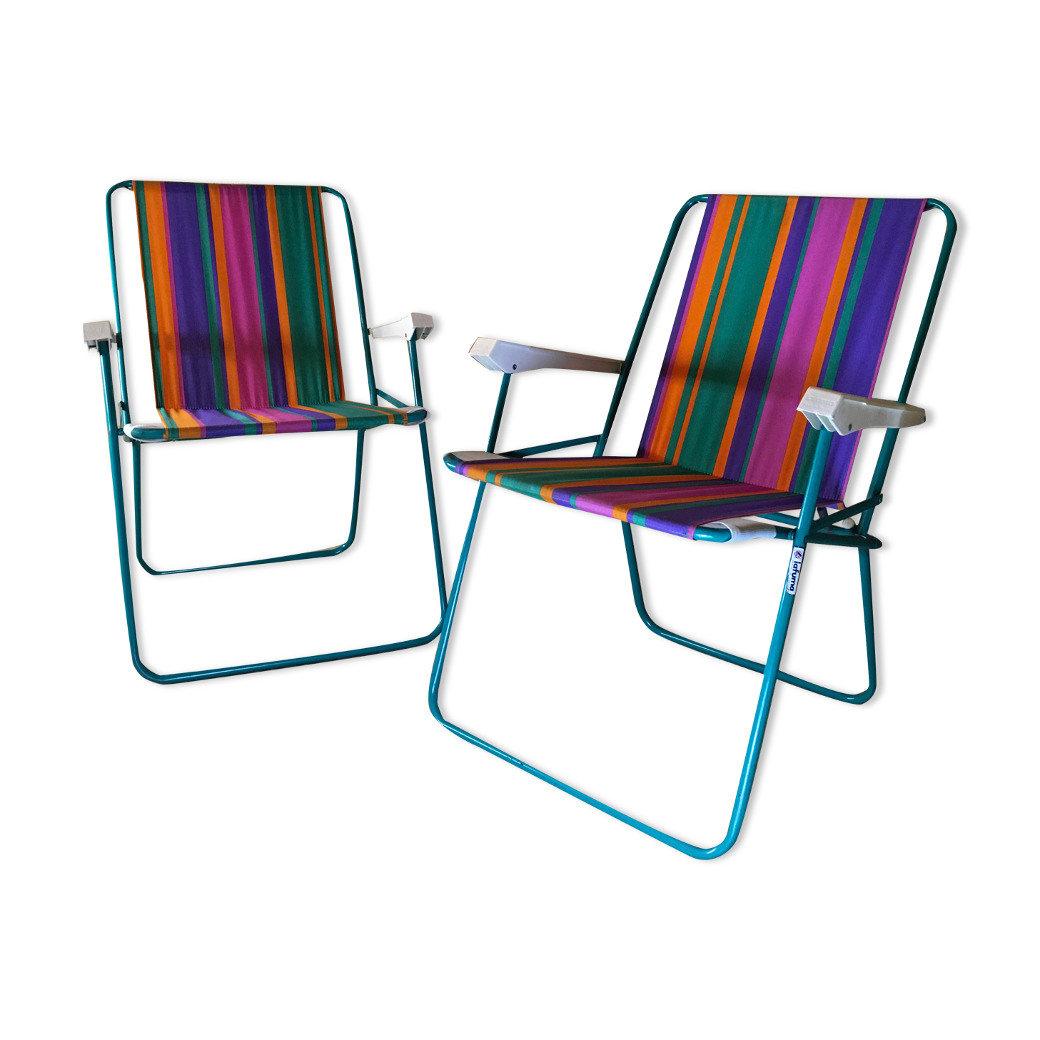 Pair of foldable camping armchairs "lafuma"