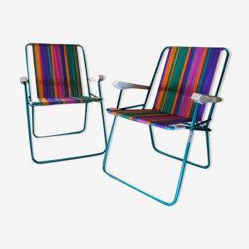 Pair of foldable camping armchairs "lafuma"