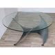 Table basse vintage "Hélice" en acier et verre, 1970