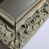 MIroir ancien de style Louis XV en stuc et bois patiné 58x43 cm