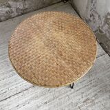 Wicker and metal coffee table from the 1950s