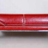 Fully restored red bauhaus sofa, high-quality leather, tubular chrome, 1930s