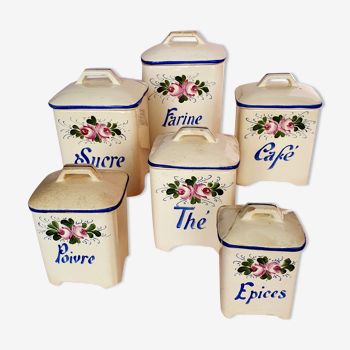 Vintage spice pots in hand-painted earthenware