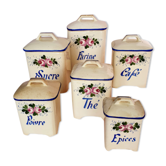 Vintage spice pots in hand-painted earthenware