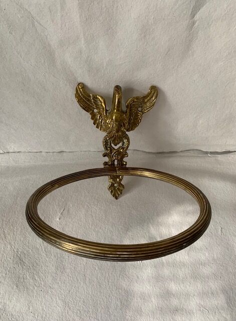 Wall-mounted towel rings in brass and bronze gilded vintage swan, 1960, France