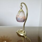 Lampe Art Nouveau en bronze et verre marmoréen, lampe à la libellule