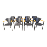 Vintage leather armchairs by Arrben Italy, 1980s - set of 8