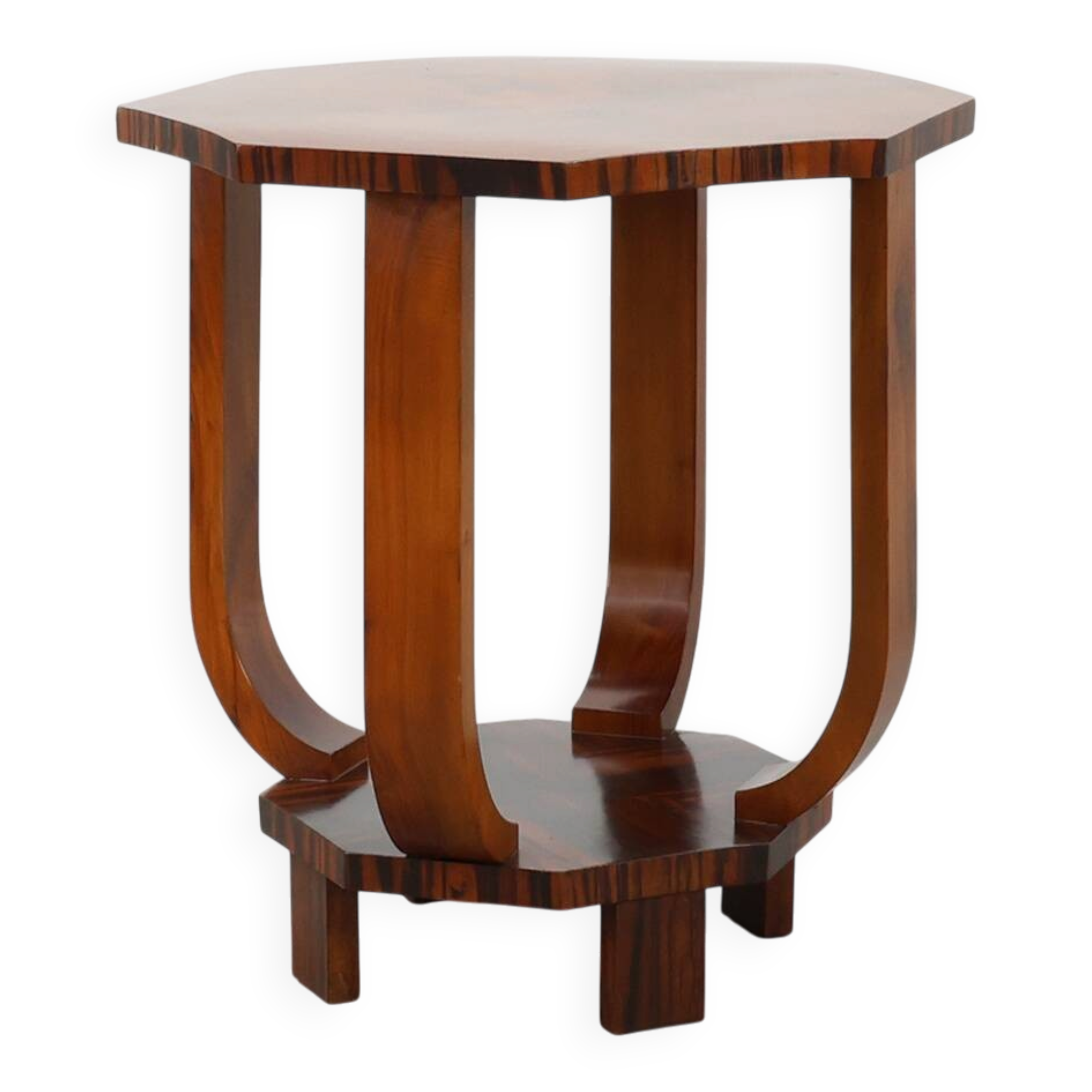 Octagonal Art Deco side or coffee table in wood, France 1920s