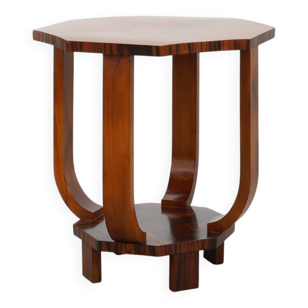 Table d'appoint, table basse octogonale Art Déco en bois, France années 1920