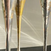 6 Flutes Champagne Laiton Argenté Vintage