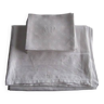 Grande nappe ancienne damassée-monogrammée 340x200cm+12 serviettes