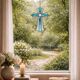 Croix en vitrail – Style Tiffany fait main, décoration murale