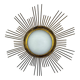 Large sunburst brutalist ceiling flush mount or pendant – gilt iron rays & opaline, France, 1950s
